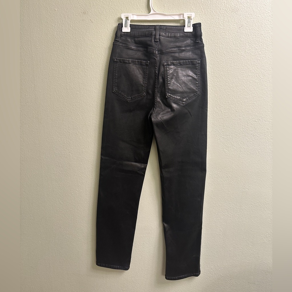 ASOS Black Faux Leather Straight Leg Pants Size Small 25/32 - Picture 3 of 7